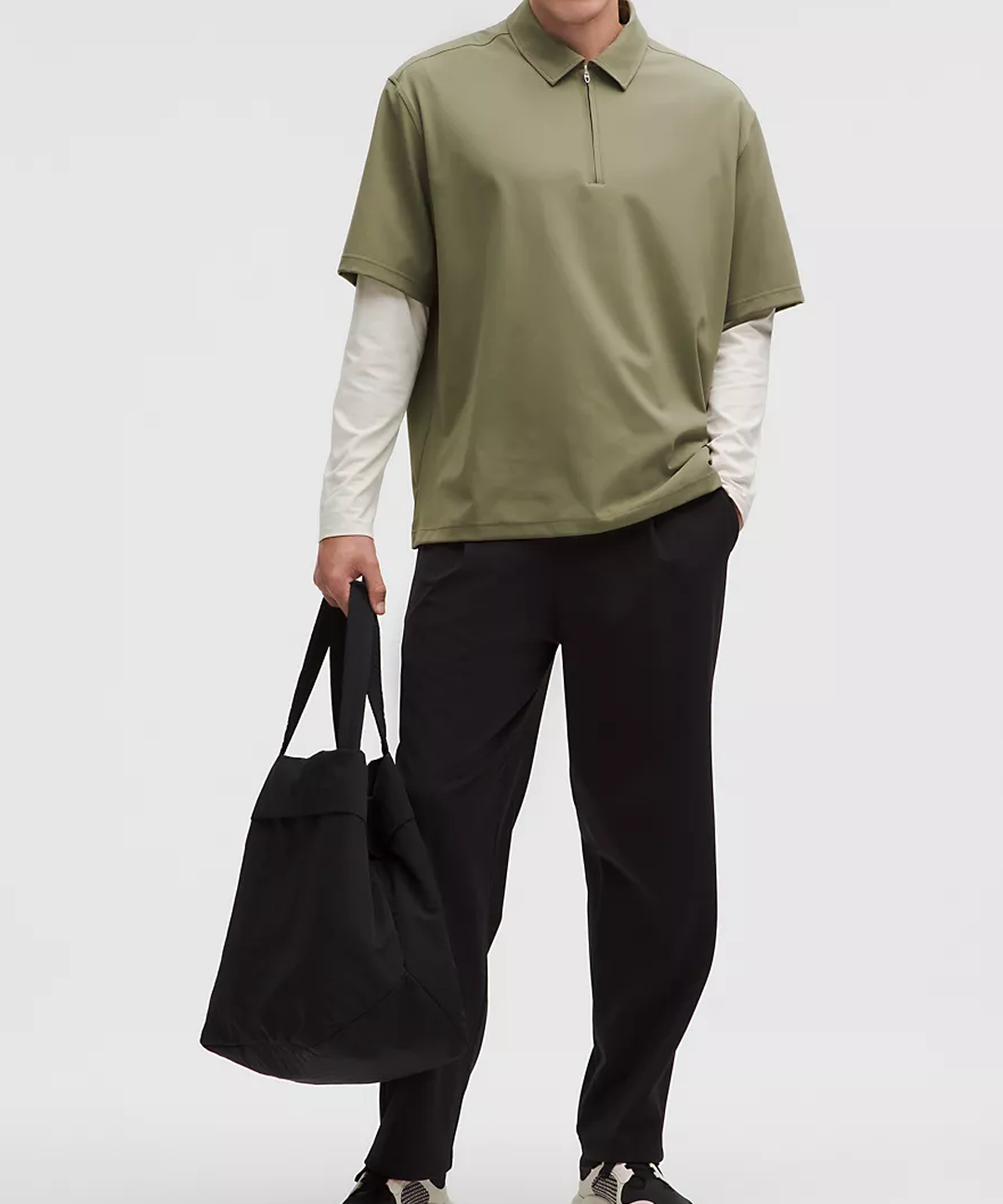 Oversized Zip-Neck Polo Shirt